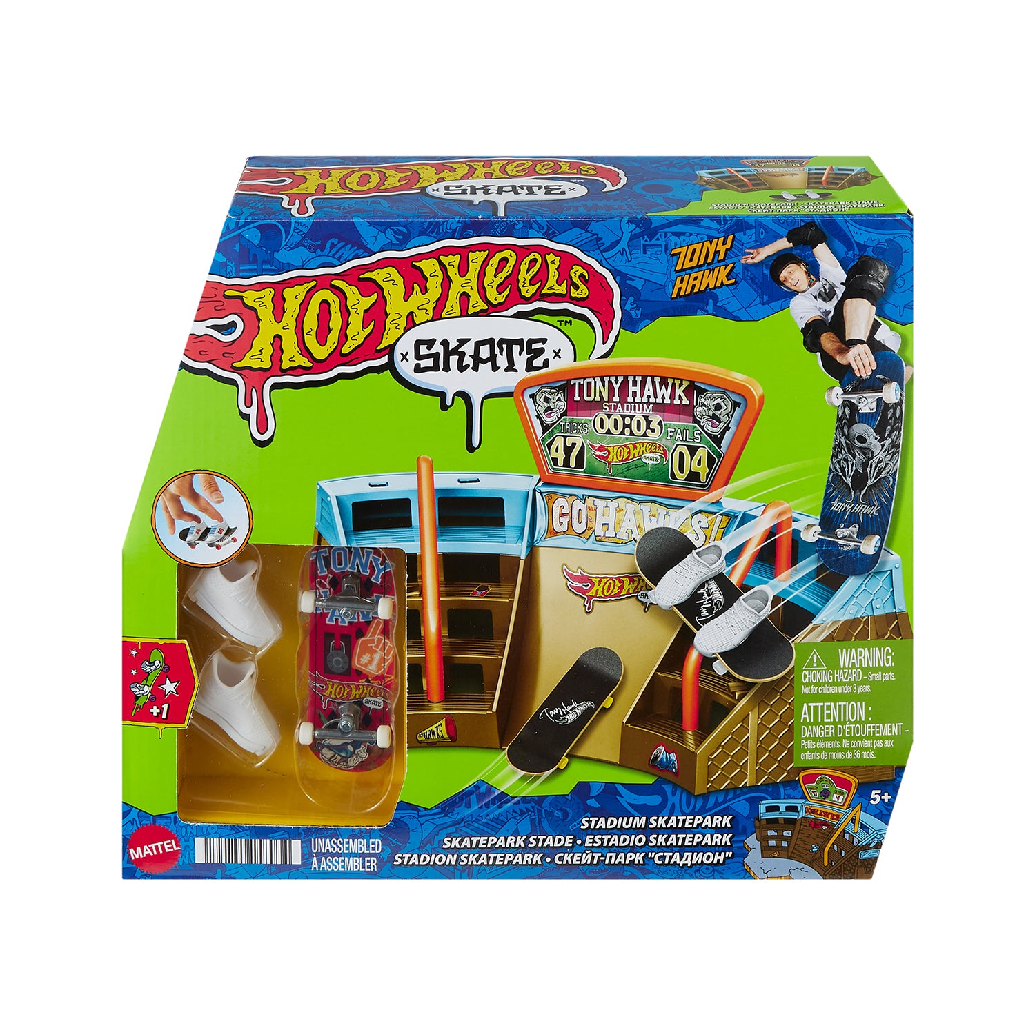MATTEL - Hot Wheels Skate Arcade Skatepark Set - Con Fingerboard Firmato Tony Hawk + Scarpine
